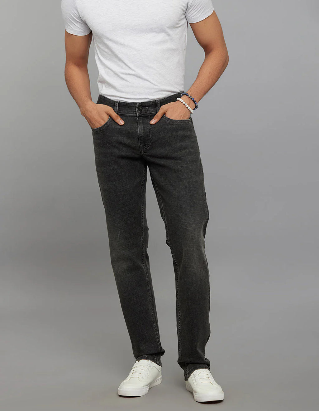 Grey 5 Pocket Mid-Rise Slim Straight Fit Classic Stretch Jeans RJ6416 | Denim pant | Shirtology Bangladesh