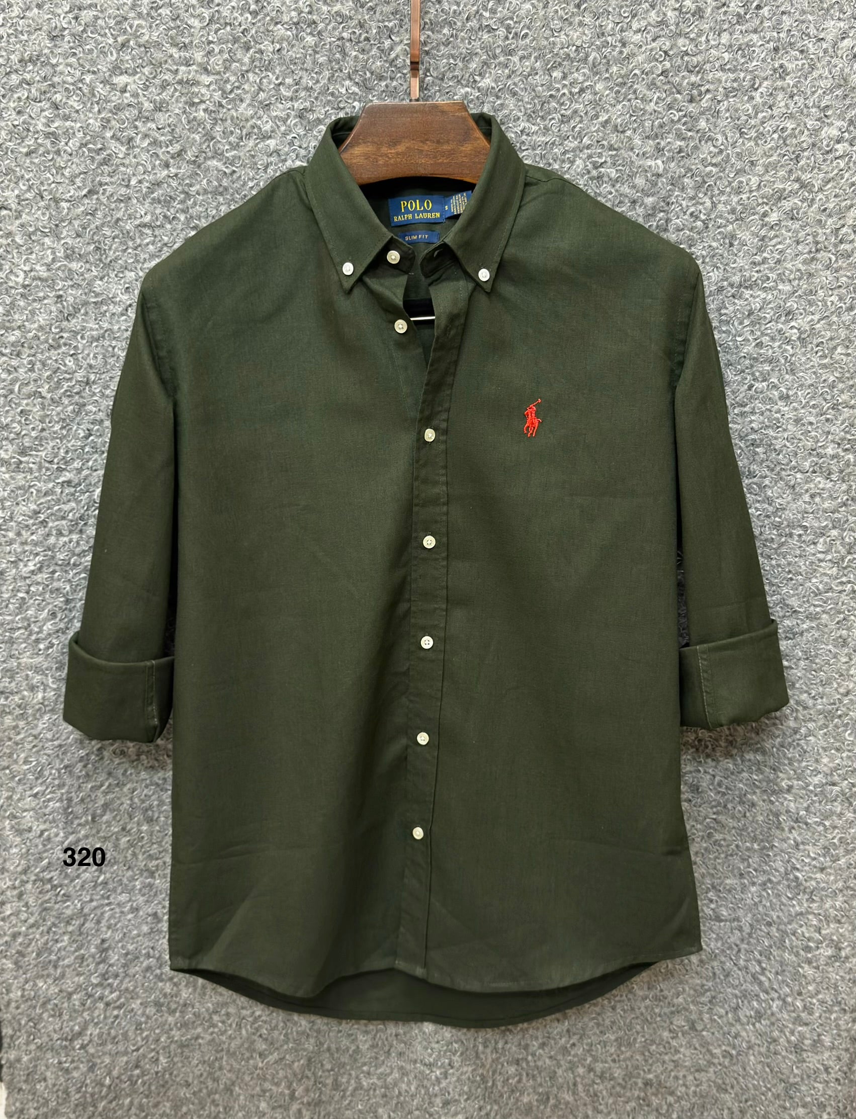 Luxury Linen Blend Solid Shirt with Cane Collar RLS Green 320