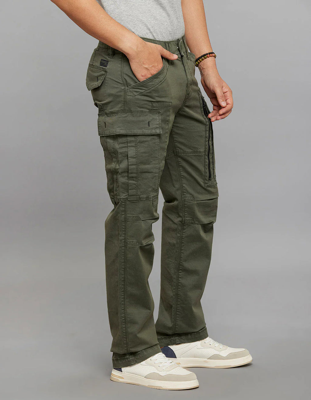 MILITARY GREEN COMFORT STRAIGHT FIT STRETCH CARGO PANTS RJCP1366-mgreen | Shirtology Bangladesh
