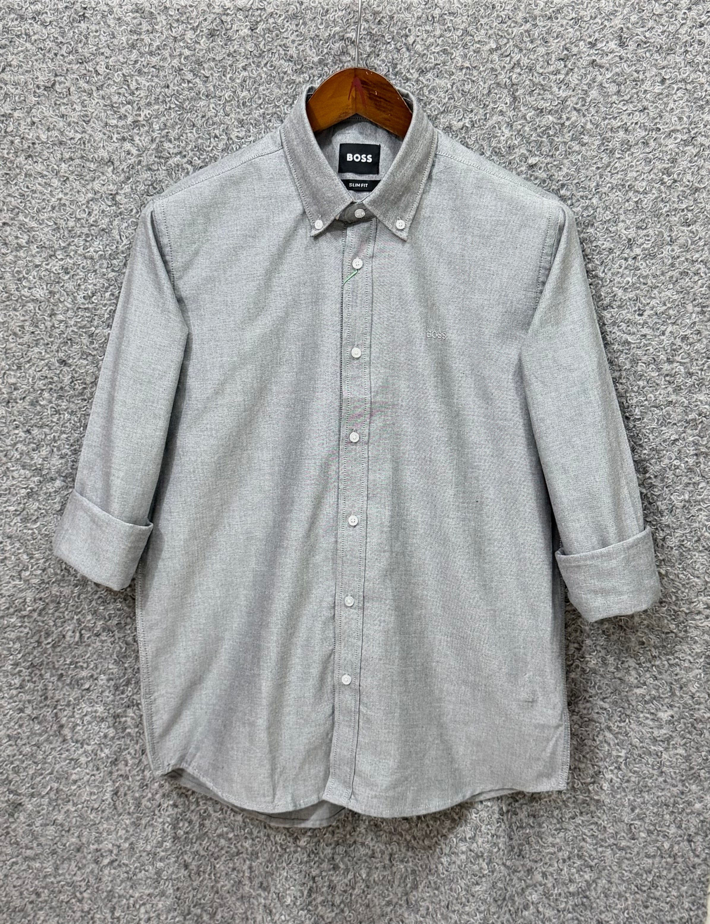 Premium Solid Oxford Cotton Shirt HBS Gray