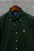 Premium Solid LOGO Oxford Cotton Shirt RLS Green 204