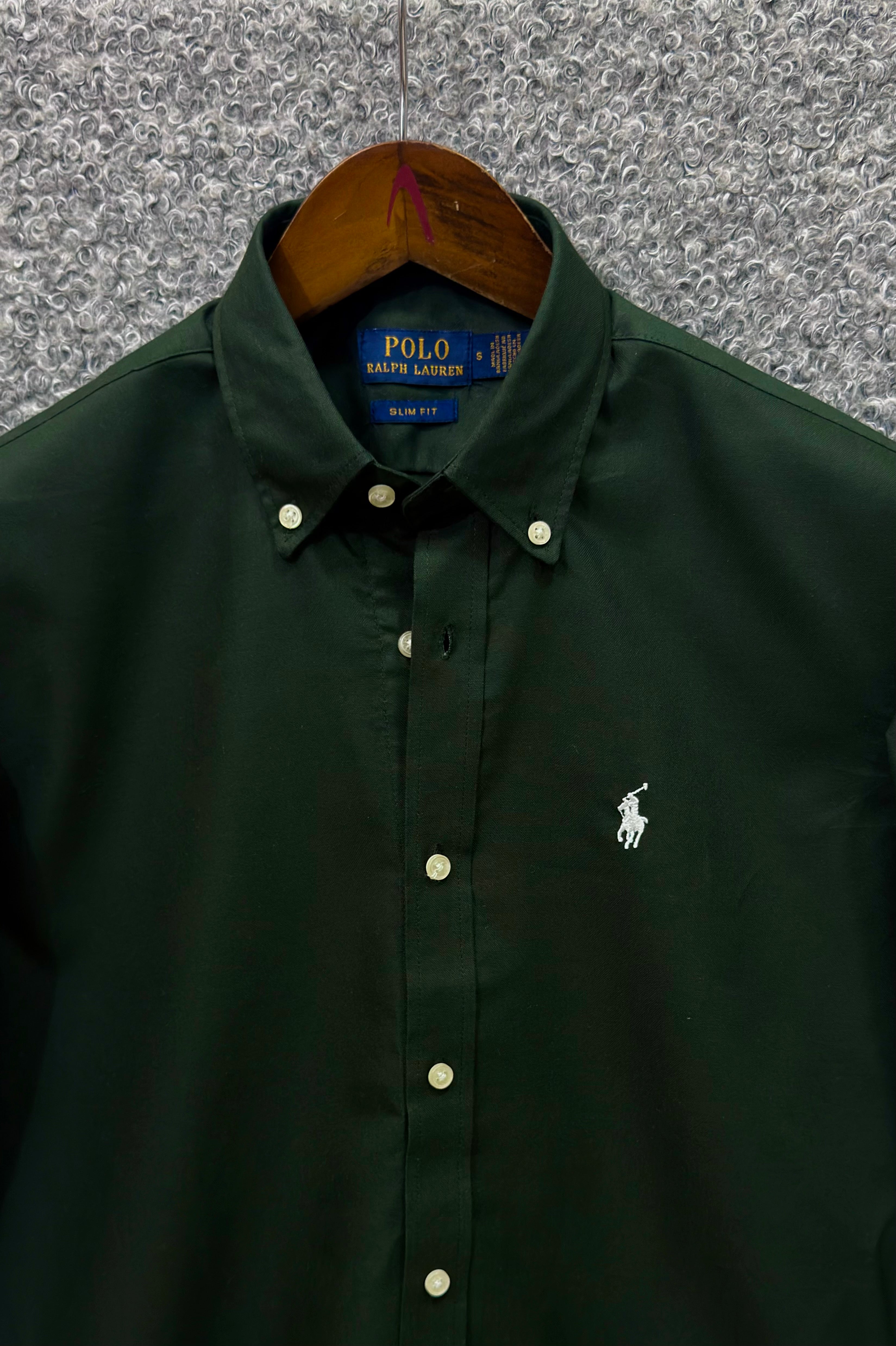 Premium Solid LOGO Oxford Cotton Shirt RLS Green 204