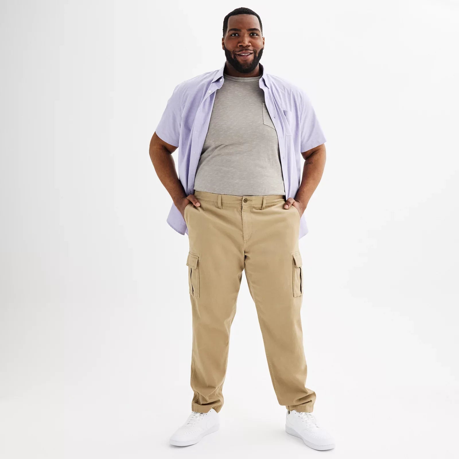 Men’s Flexwear Straight Fit Cargo Pants – cream ash