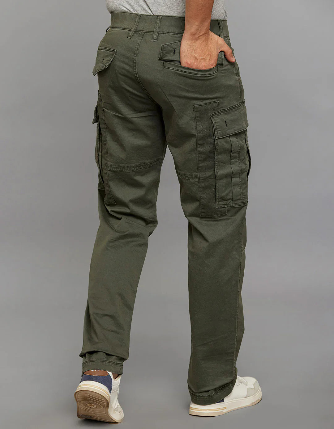 MILITARY GREEN COMFORT STRAIGHT FIT STRETCH CARGO PANTS RJCP1366-mgreen | Shirtology Bangladesh