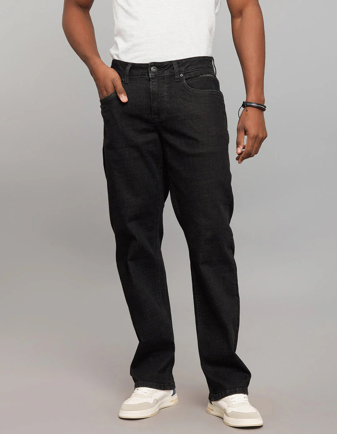 Rookies Mid-Rise Straight Comfort Stretch Jeans - Dark Grey RJ6385