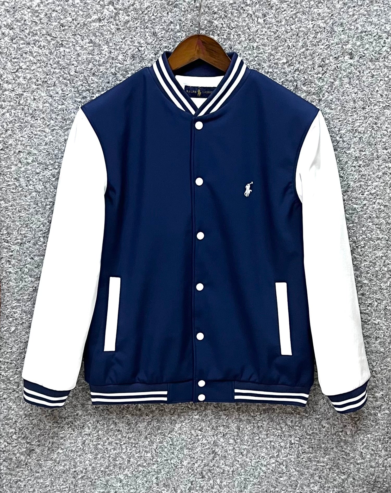 Classic Varsity Jacket with Luxury Finish Navy