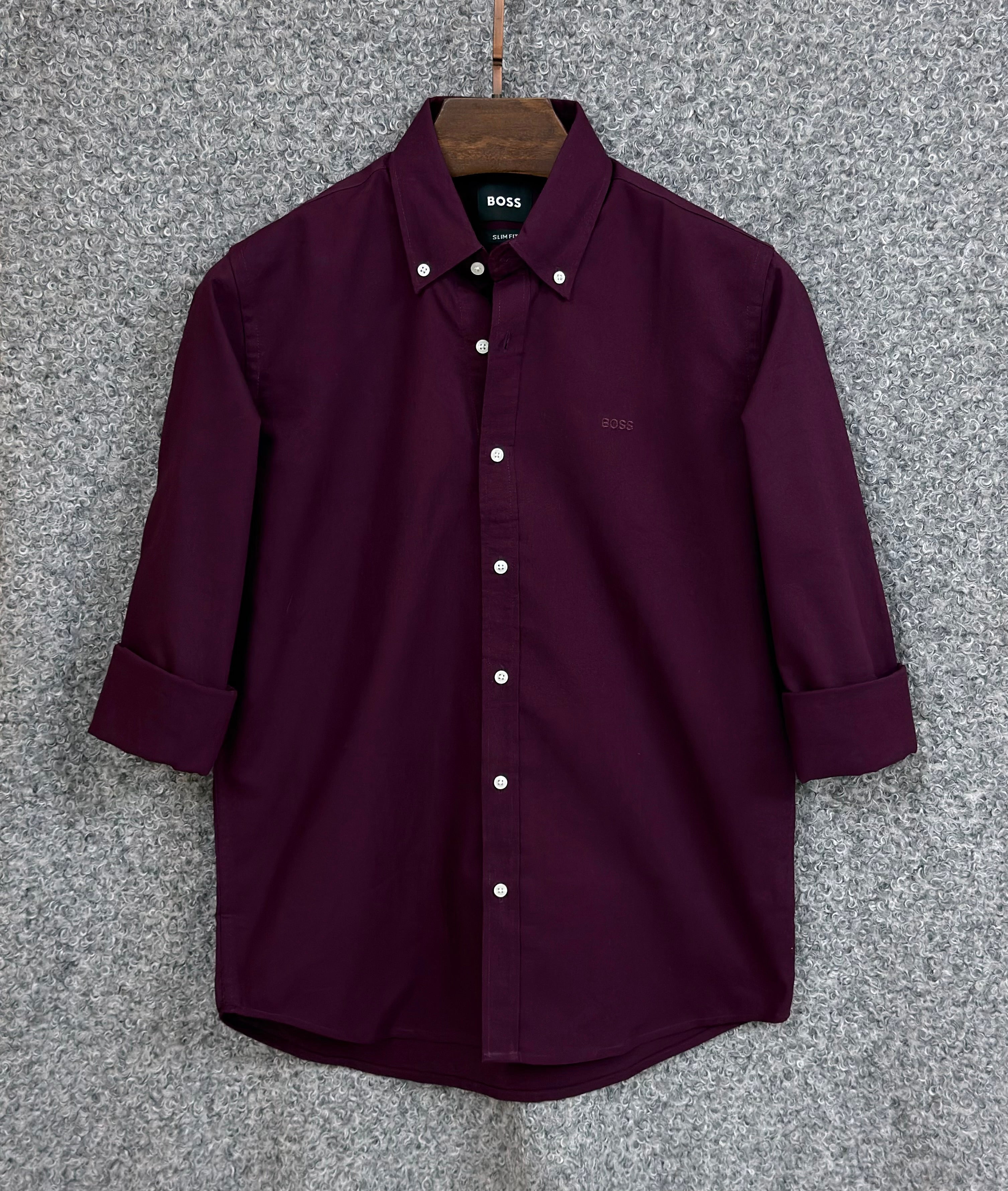 Premium Solid Oxford Cotton Shirt HBS Purpole 151