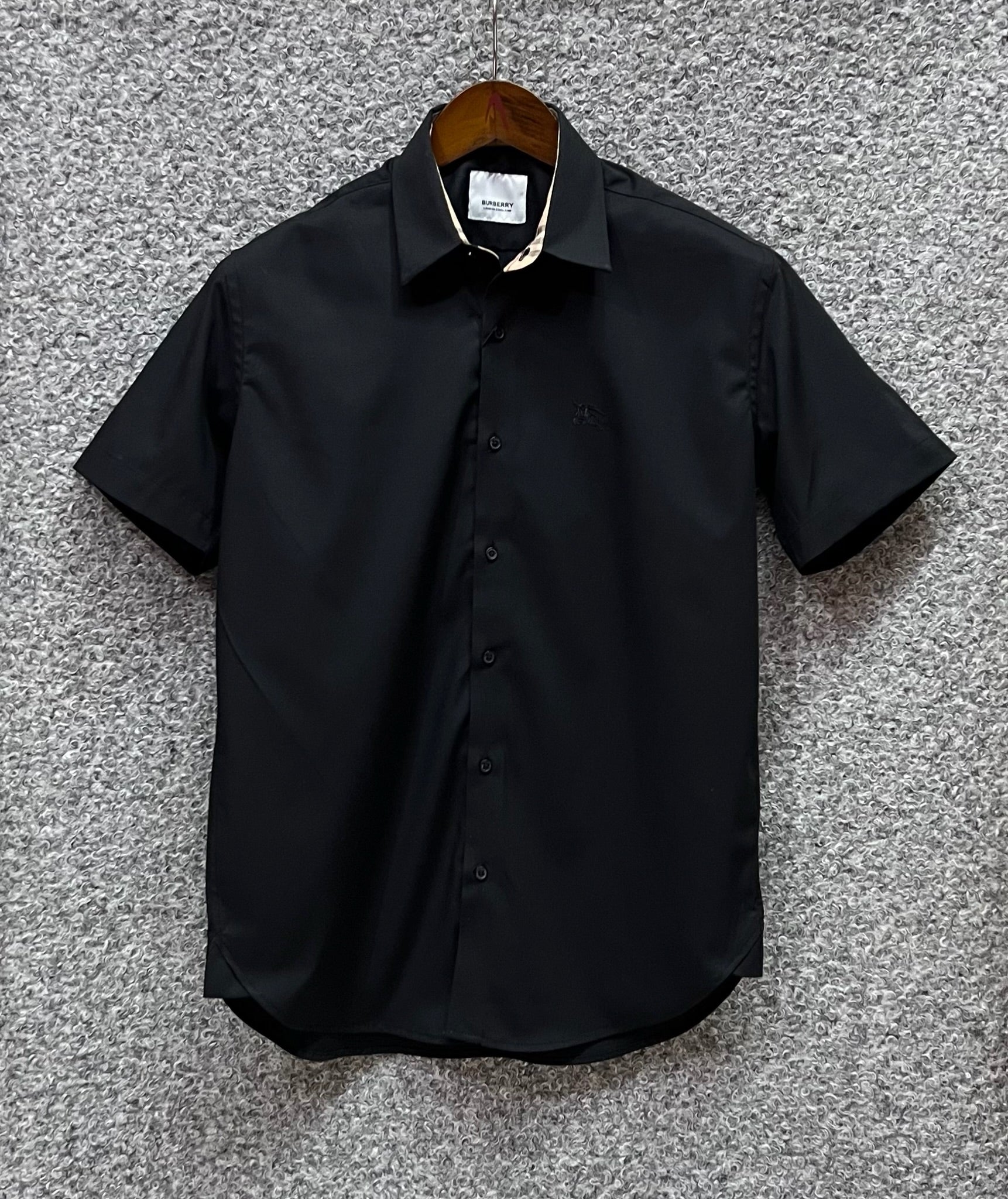Premium Half Sleeve Solid Shirt BRSS Black | Short Sleeve Solid Shirt | Shirtology Bangladesh