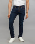 Dark Blue 5 Pocket Mid-Rise Slim Straight Fit Knit Jeans RJ6375 | Denim pant | Shirtology Bangladesh