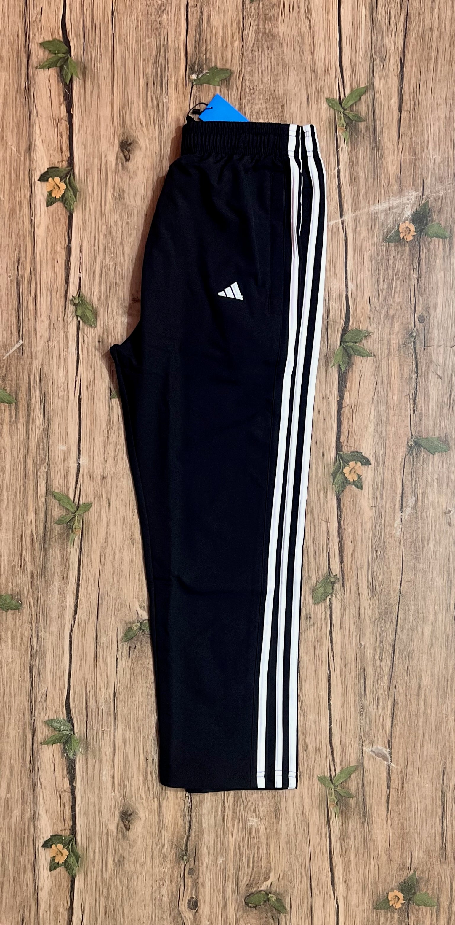 Three Stripe Full Athletic Track Pant Black White