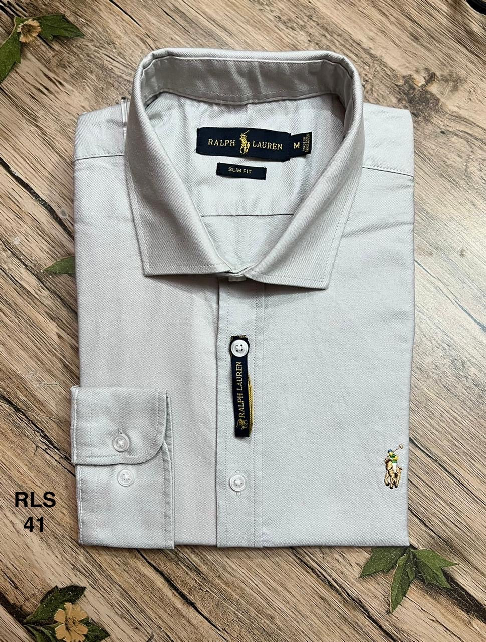 Premium Solid Oxford Cotton Shirt RLS Formal Collar Ash 41 | Solid Shirt | Shirtology Bangladesh
