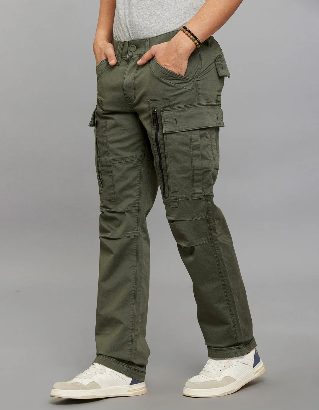 MILITARY GREEN COMFORT STRAIGHT FIT STRETCH CARGO PANTS RJCP1366-mgreen | Shirtology Bangladesh