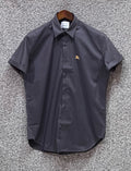 Premium Half Sleeve Solid Shirt BRSS Charcoal golden logo | Short Sleeve Solid Shirt | Shirtology Bangladesh