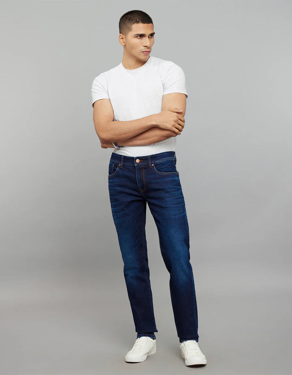 Rookies Mid-Rise Slim Straight Fit Classic Jeans - Dark Blue RJ6399