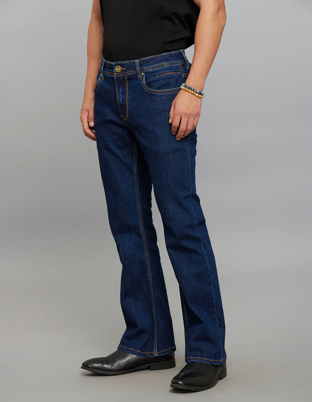 Rookies Mid-Rise Cropped Length Loose Bootcut Jeans - Dark Blue RJ6389 | Denim pant | Shirtology Bangladesh