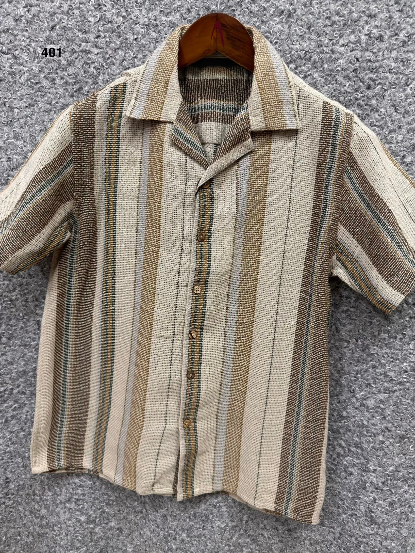 Premium Cuban Collar Bamboo Stripe Shirt GCST 401