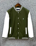 Classic Varsity Jacket with Luxury Finish Olive