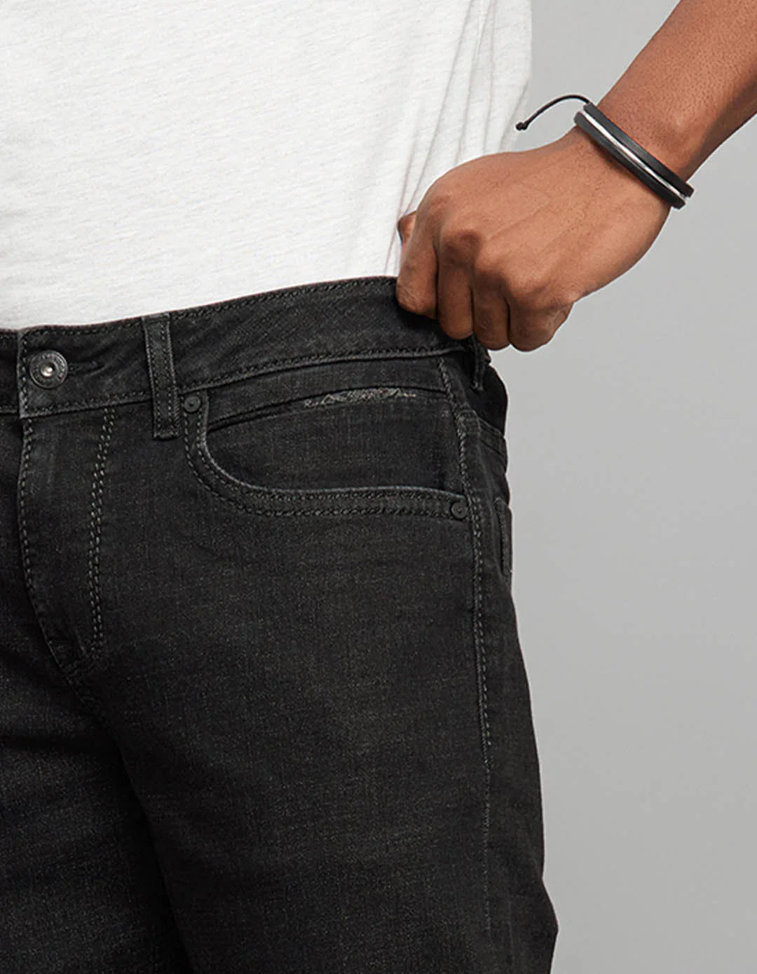 Rookies Mid-Rise Straight Comfort Stretch Jeans - Dark Grey RJ6385