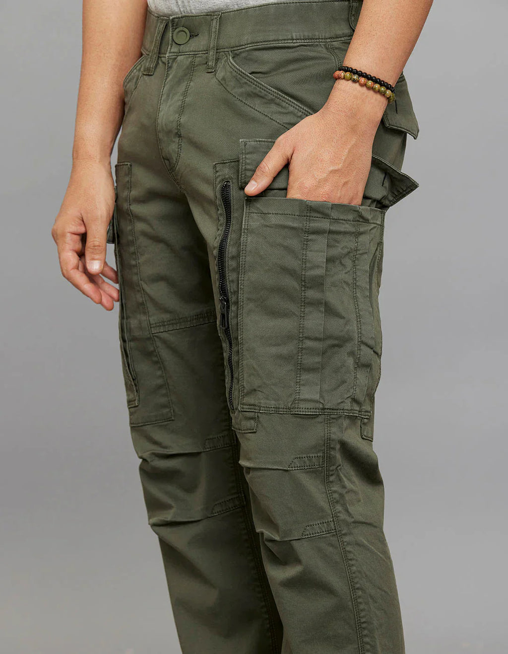 MILITARY GREEN COMFORT STRAIGHT FIT STRETCH CARGO PANTS RJCP1366-mgreen | Shirtology Bangladesh
