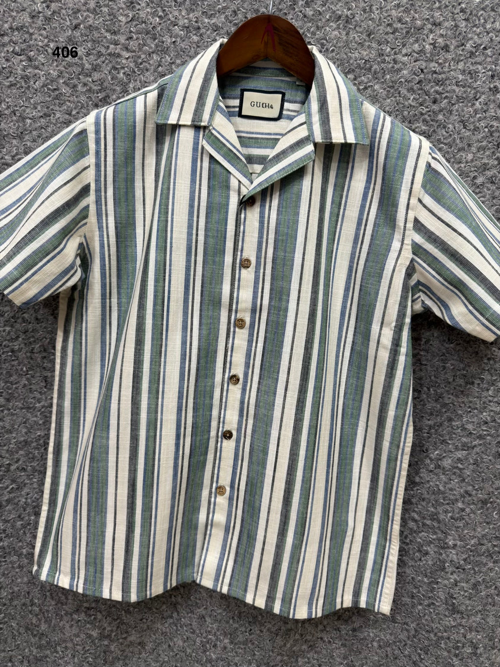 Premium Classic Cuban Collar Stripe Shirt GCST 406