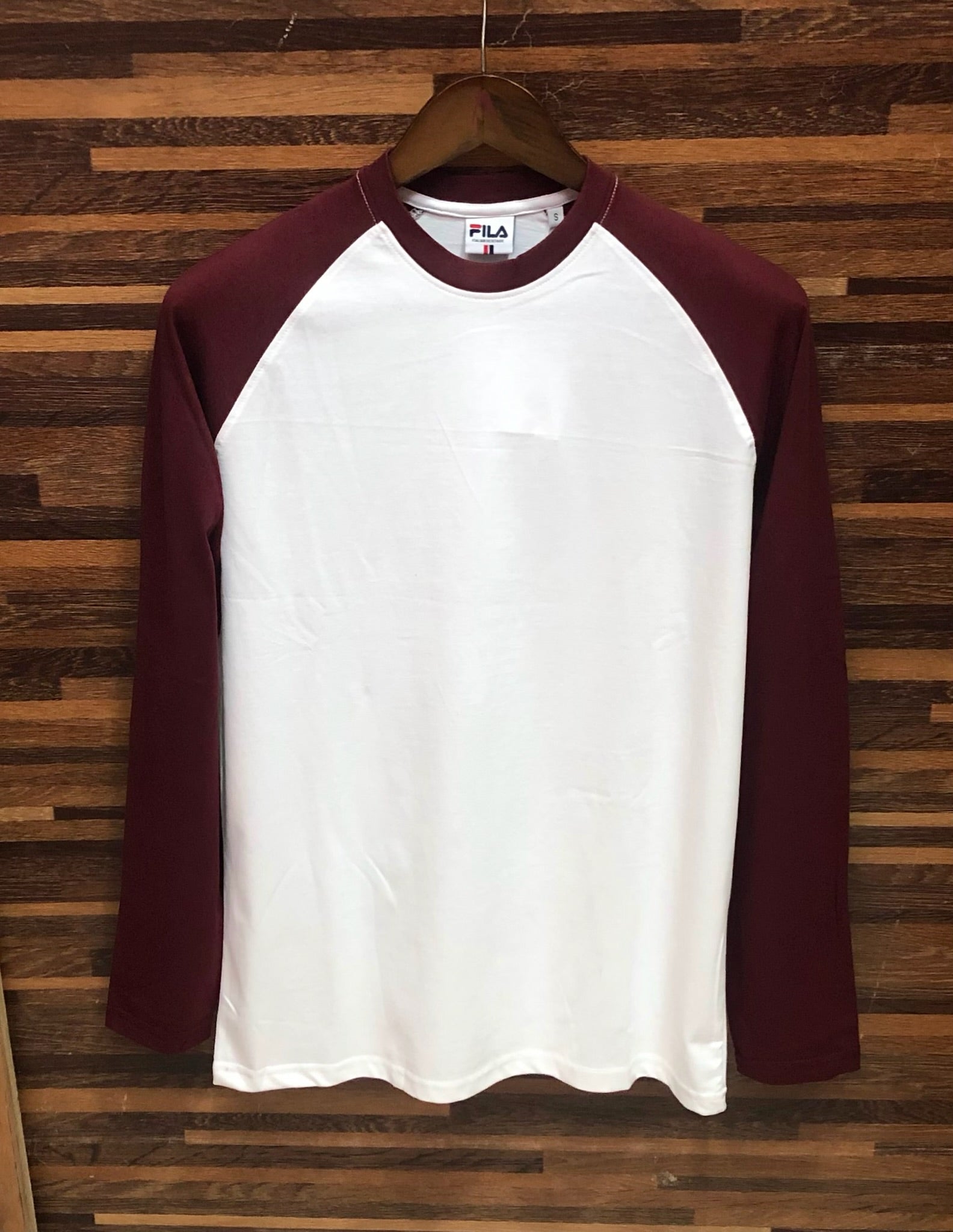 Premium Raglan Full-Sleeve T-Shirt FlLA White & maroon