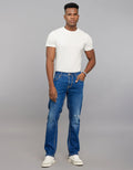 Rookies Mid-Rise Straight Comfort Stretch Jeans - Medium Blue RJ6382 | Denim pant | Shirtology Bangladesh