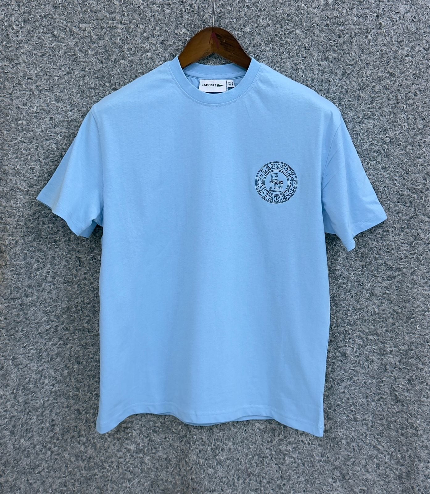 Premium RoundEmbroidery Lacoste Tshirt LKSRET Sky