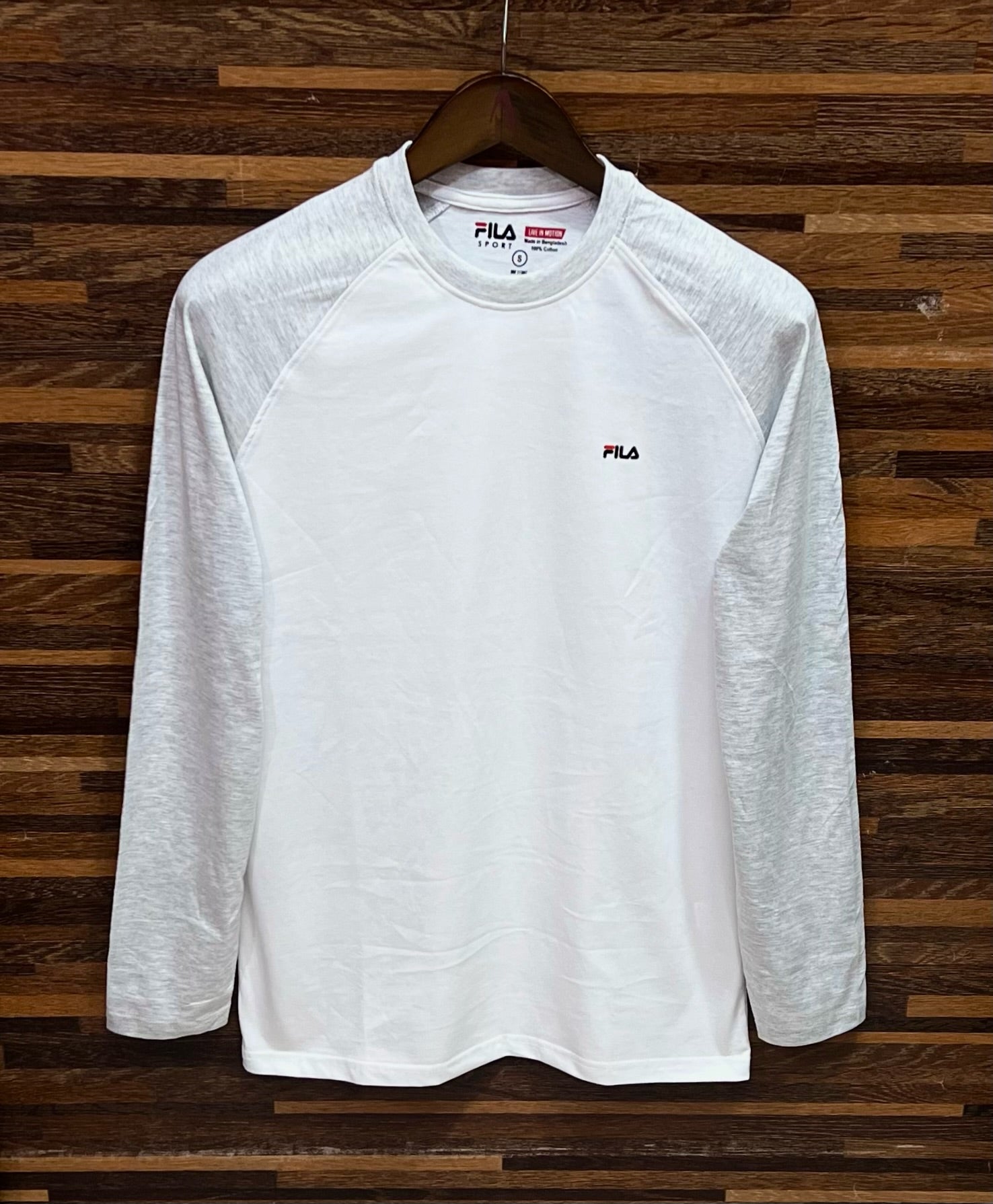 Premium Raglan Full-Sleeve T-Shirt FlLA White & Ash
