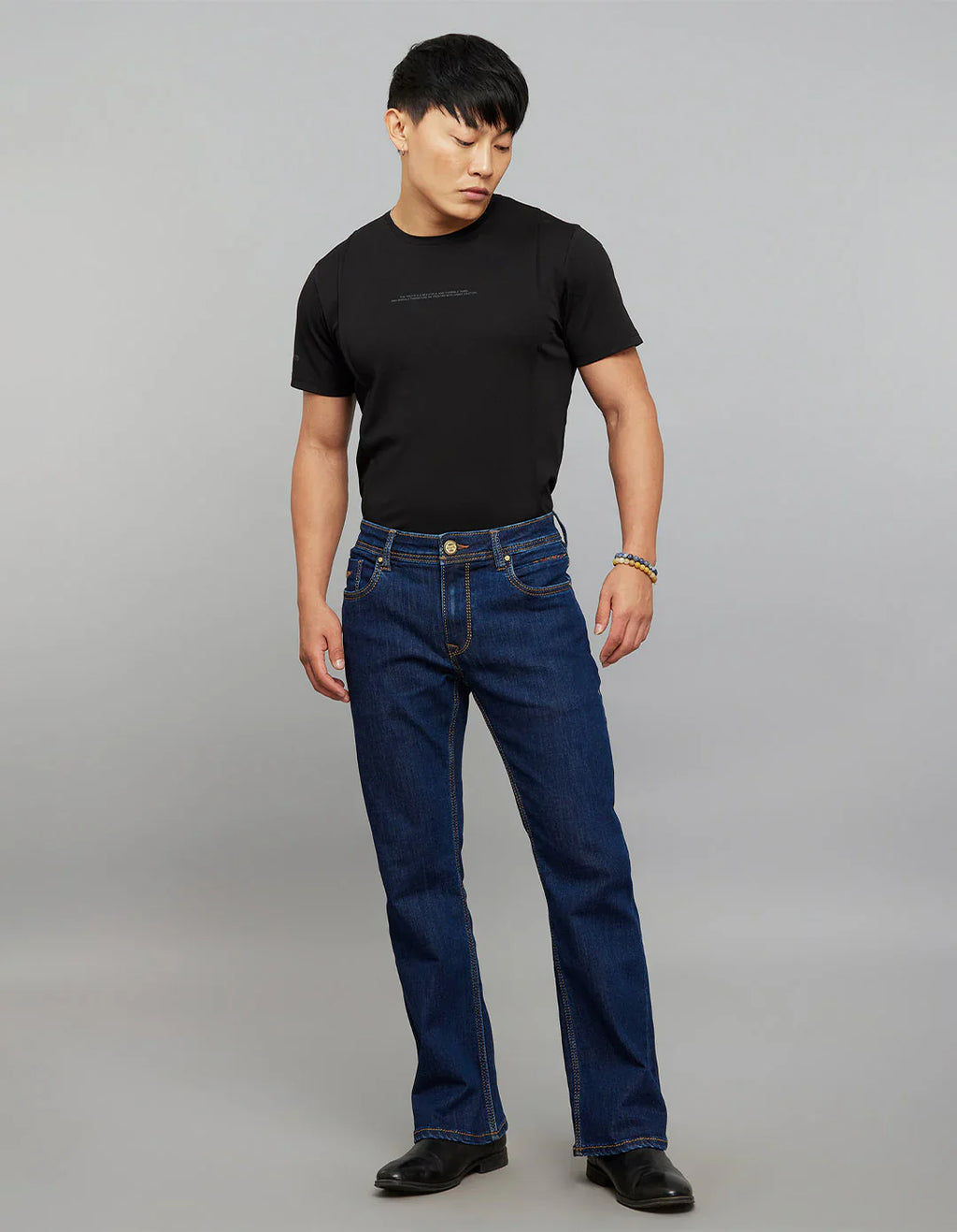 Rookies Mid-Rise Cropped Length Loose Bootcut Jeans - Dark Blue RJ6389 | Denim pant | Shirtology Bangladesh