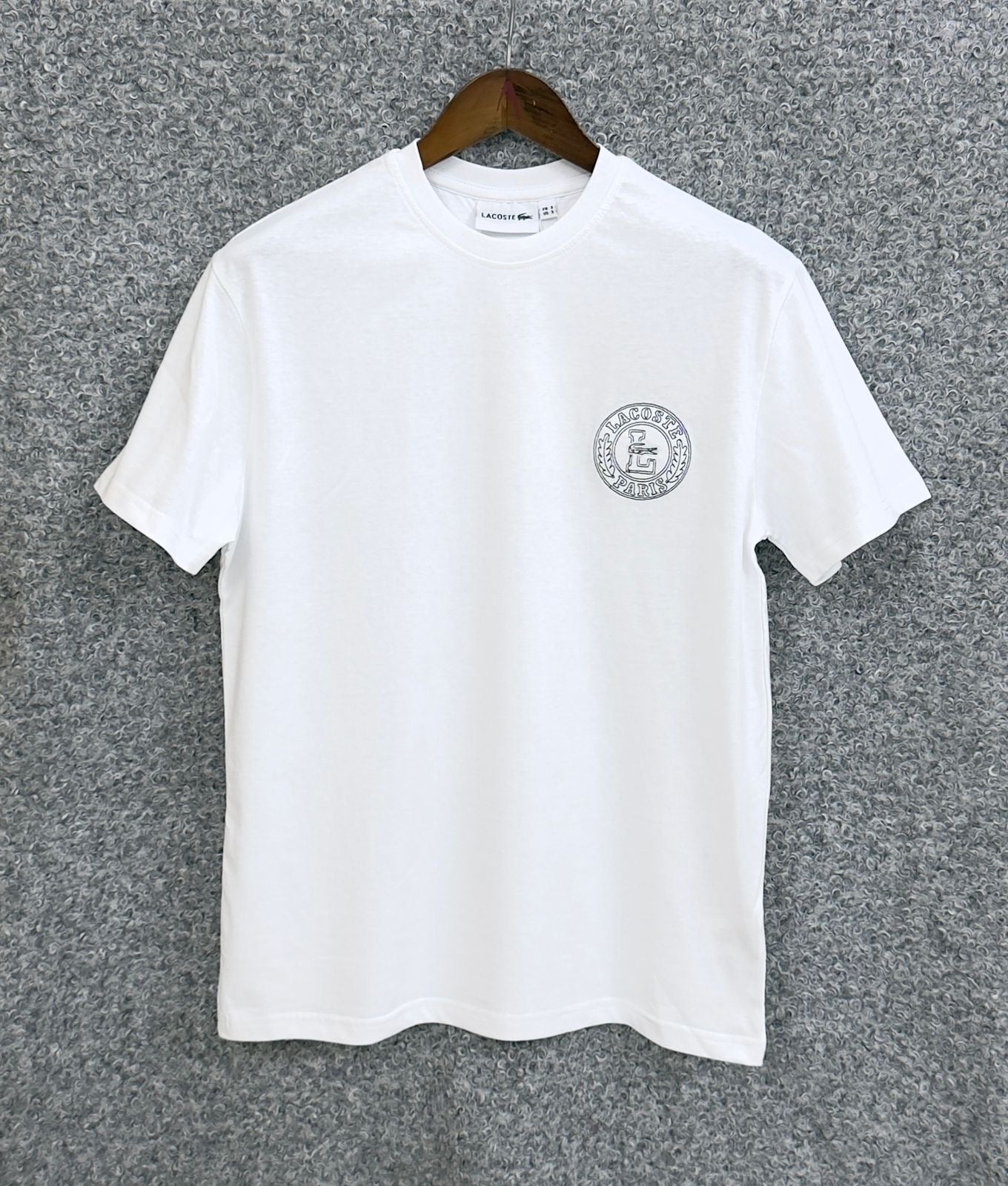 Premium RoundEmbroidery Lacoste Tshirt LKSRET White