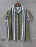 Premium Classic Cuban Collar Stripe Shirt GCST 323