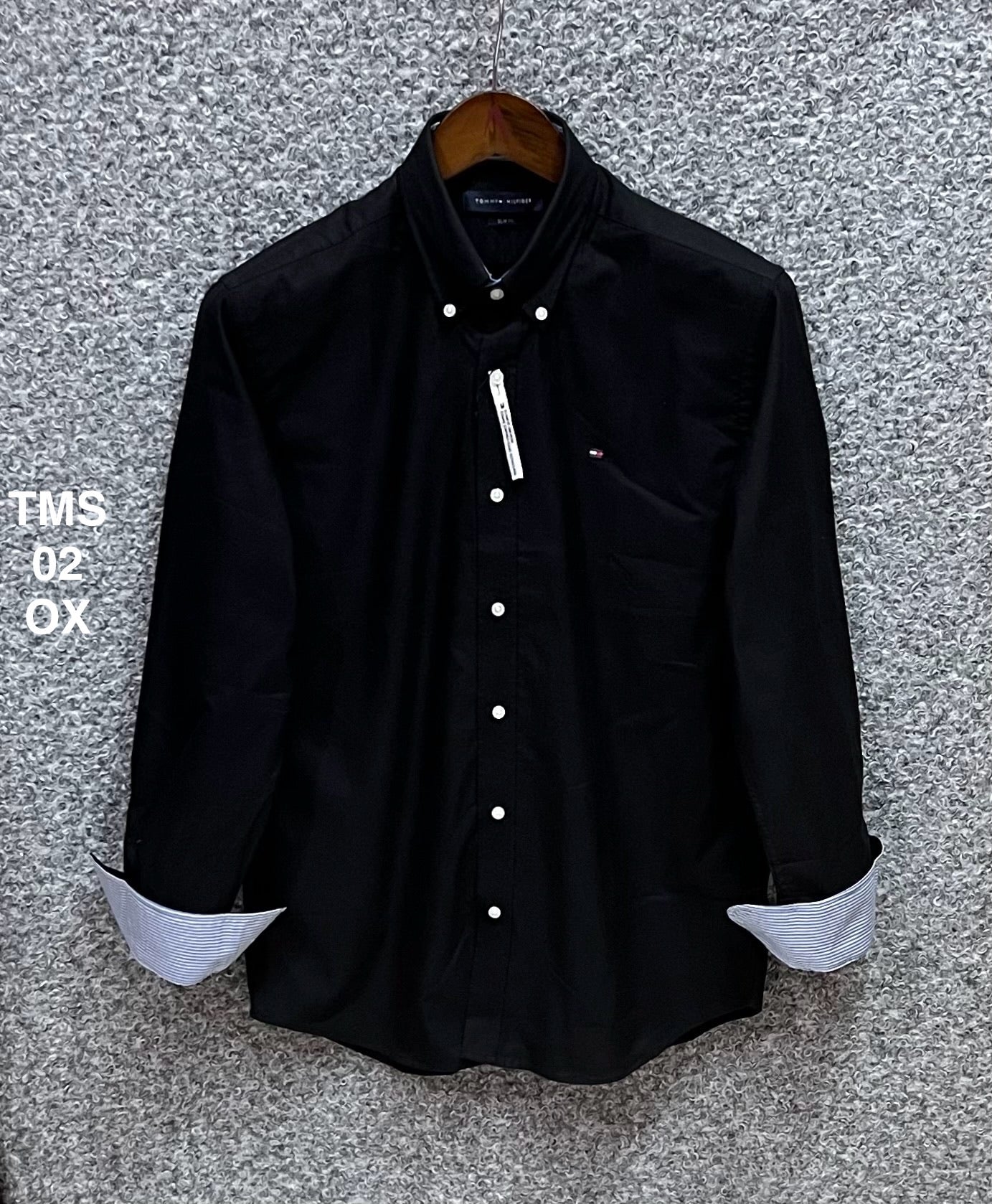 TMS Signature Solid Cotton Shirt oxford Black