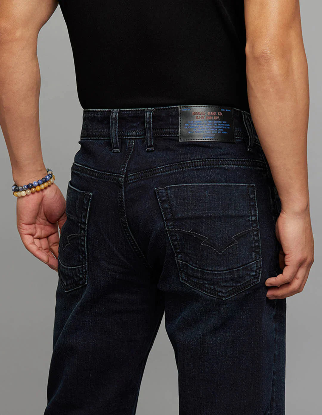 Dark Blue 5 Pocket Midrise, Comfort and Straight Fit Stretch Jeans RJ6335