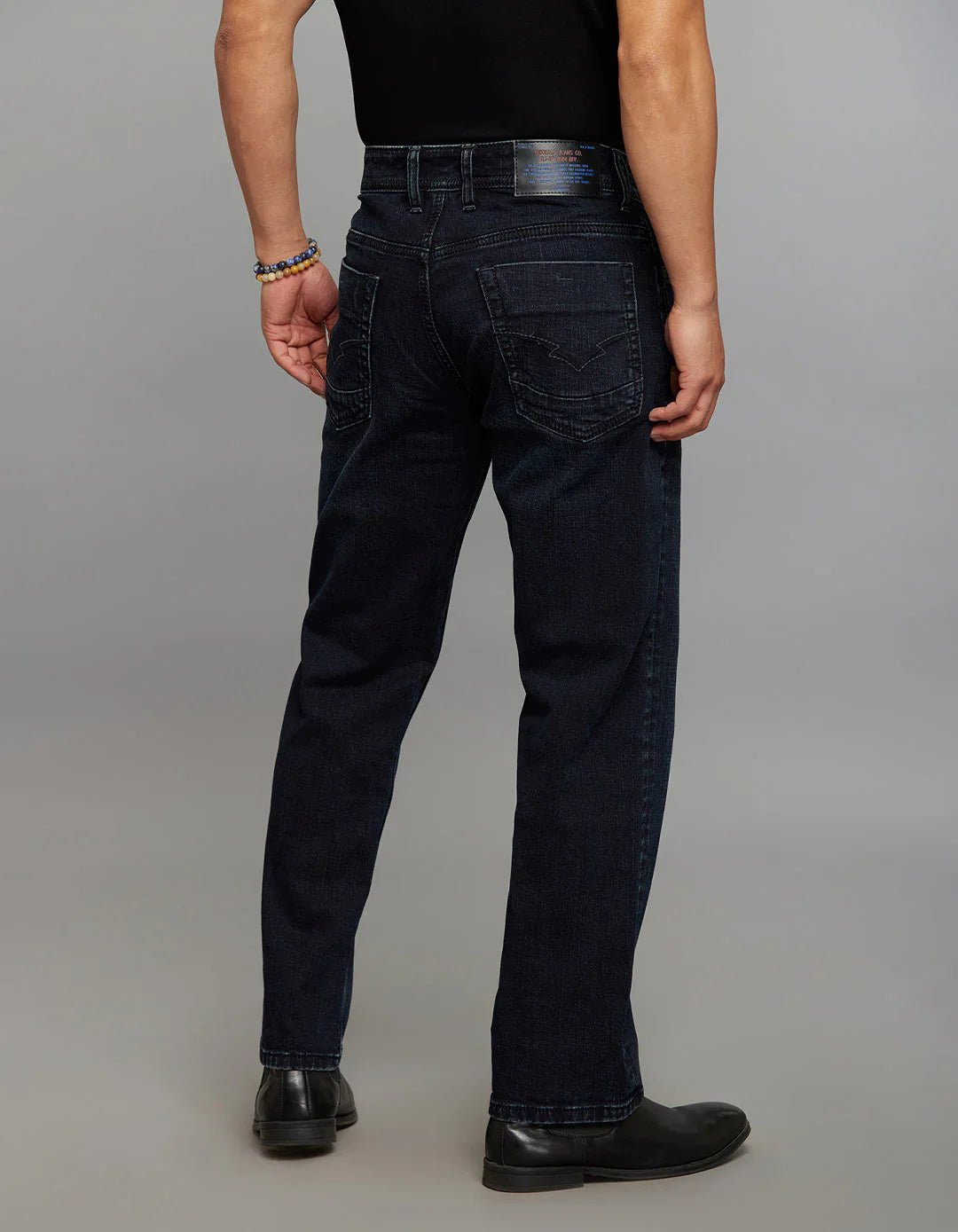 Dark Blue 5 Pocket Midrise, Comfort and Straight Fit Stretch Jeans RJ6335