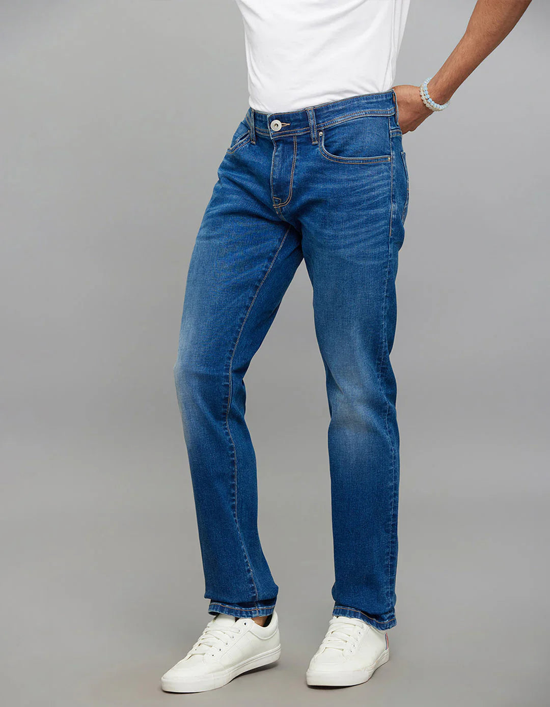 Rookies Mid-Rise Slim Straight Fit Classic Jeans - Medium Blue RJ6233