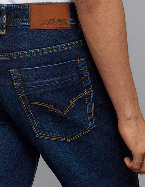 Dark Blue 5 Pocket Mid-Rise Slim Straight Fit Stretch Jeans RJ6305 | Denim pant | Shirtology Bangladesh