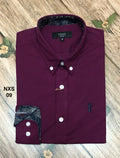 Premium Solid Stretch Cotton Shirt NXT (Contrast Maroon )09 | Solid Shirt | Shirtology Bangladesh