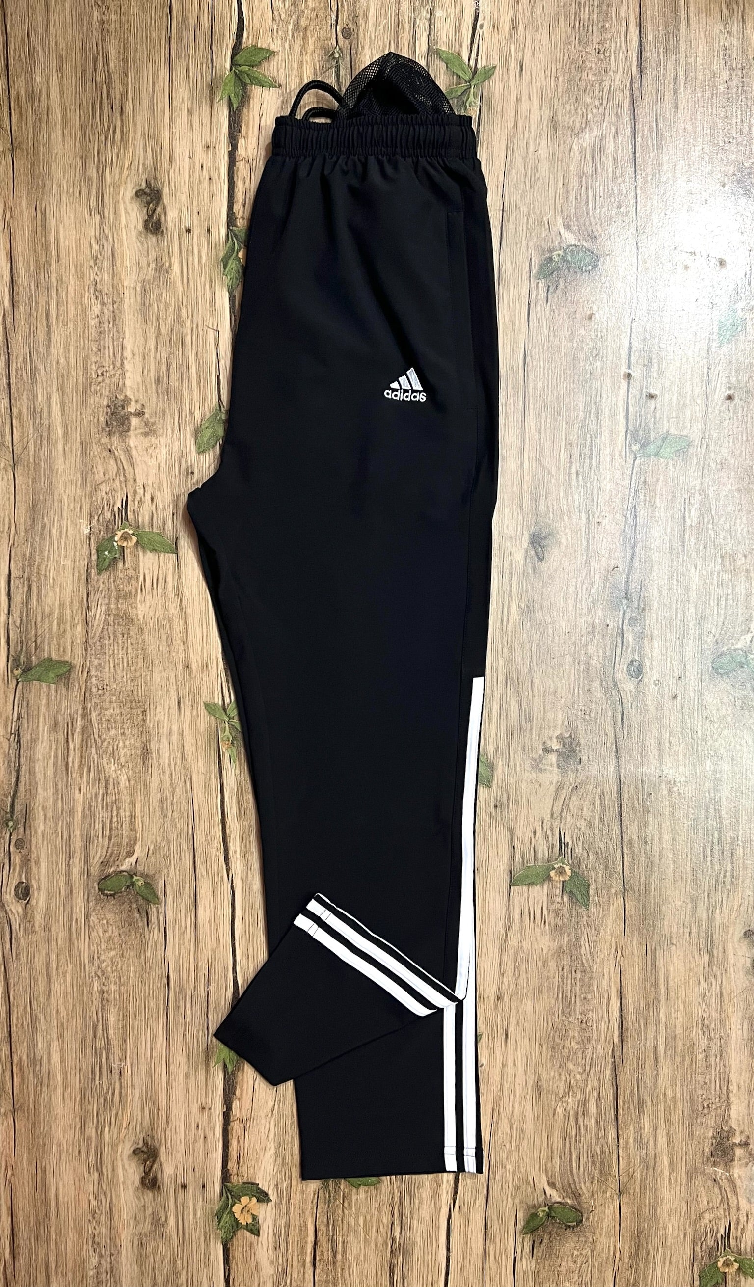 Performance Three-Stripe Half Style Track Pants Black white