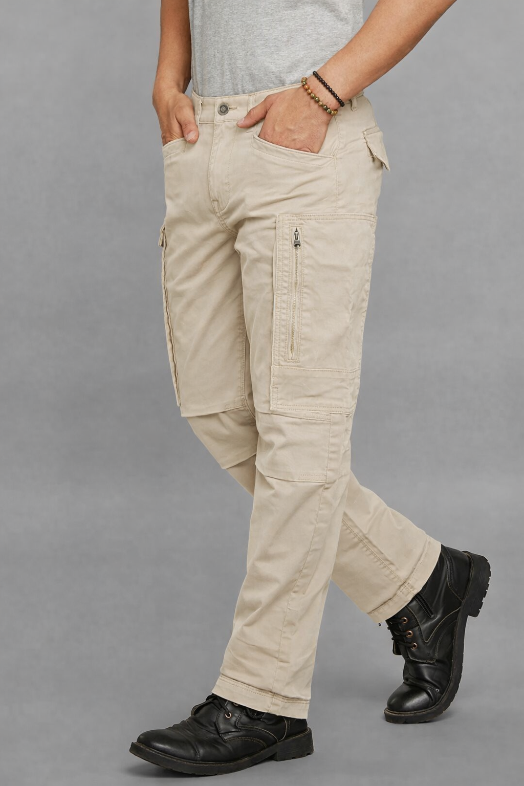 Sand COMFORT STRAIGHT FIT STRETCH CARGO PANTS RJCP1371 | Shirtology Bangladesh