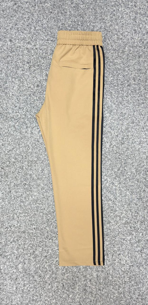 Performance Three-Stripe Full Baggy Style Track Pants Biscuit & Black