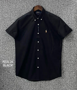 Premium Half Sleeve Solid Shirt black | Short Sleeve Solid Shirt | Shirtology Bangladesh