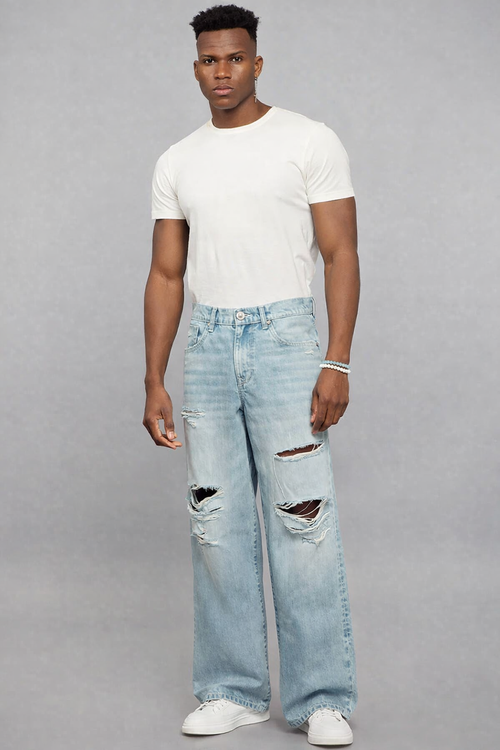 Extra Loose Fit Jeans - Light Blue RJ6430 | Denim pant | Shirtology Bangladesh