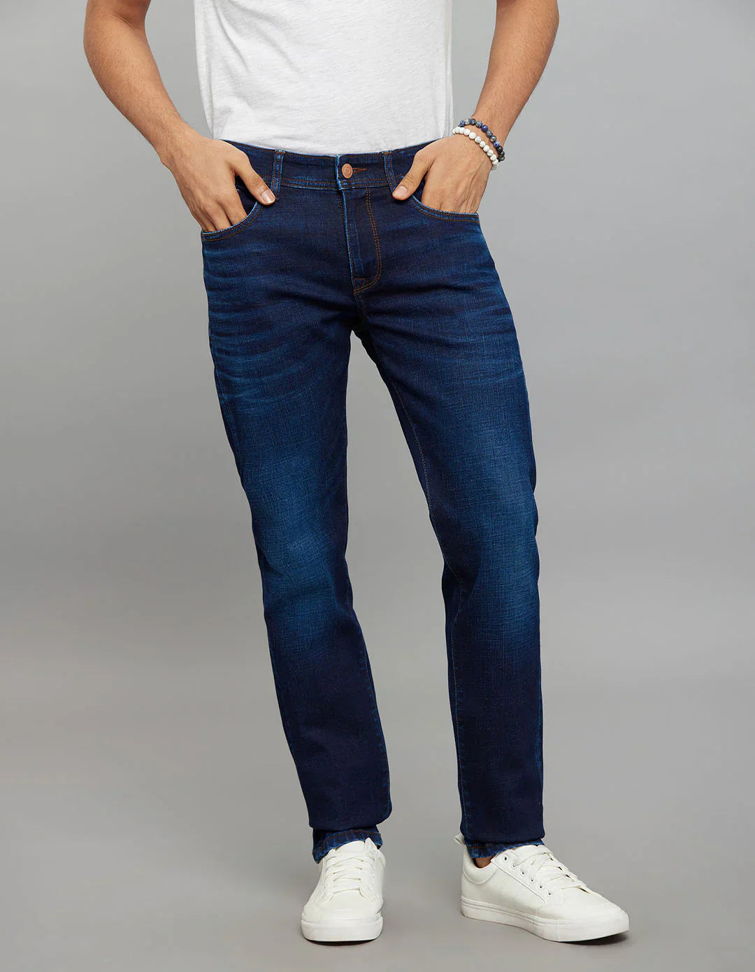 Rookies Mid-Rise Slim Straight Fit Classic Jeans - Dark Blue RJ6399