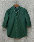 Premium Solid LOGO Oxford Cotton Shirt RLS Green 204