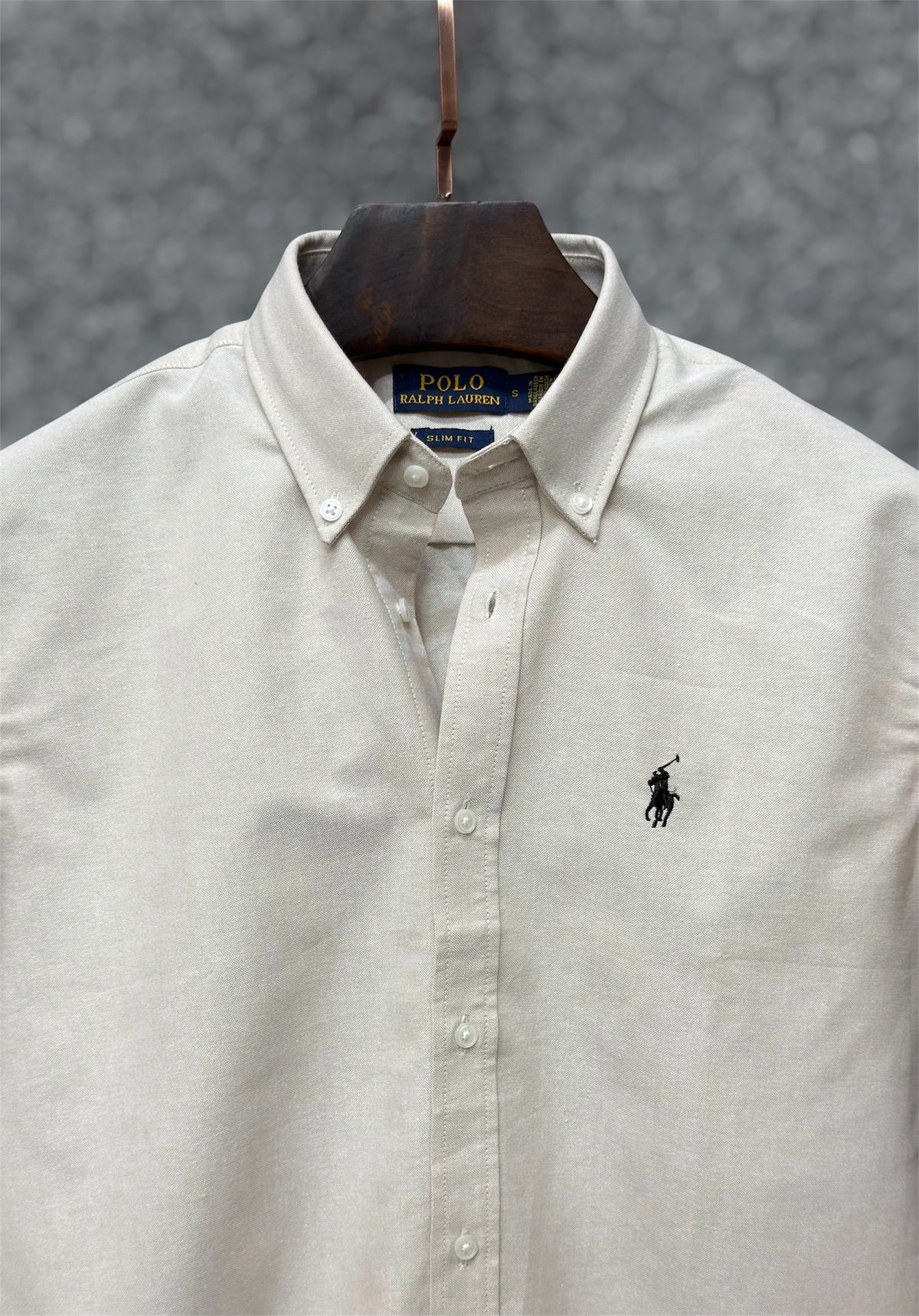 Premium Solid Logo Oxford Cotton Shirt RLS Beige 151