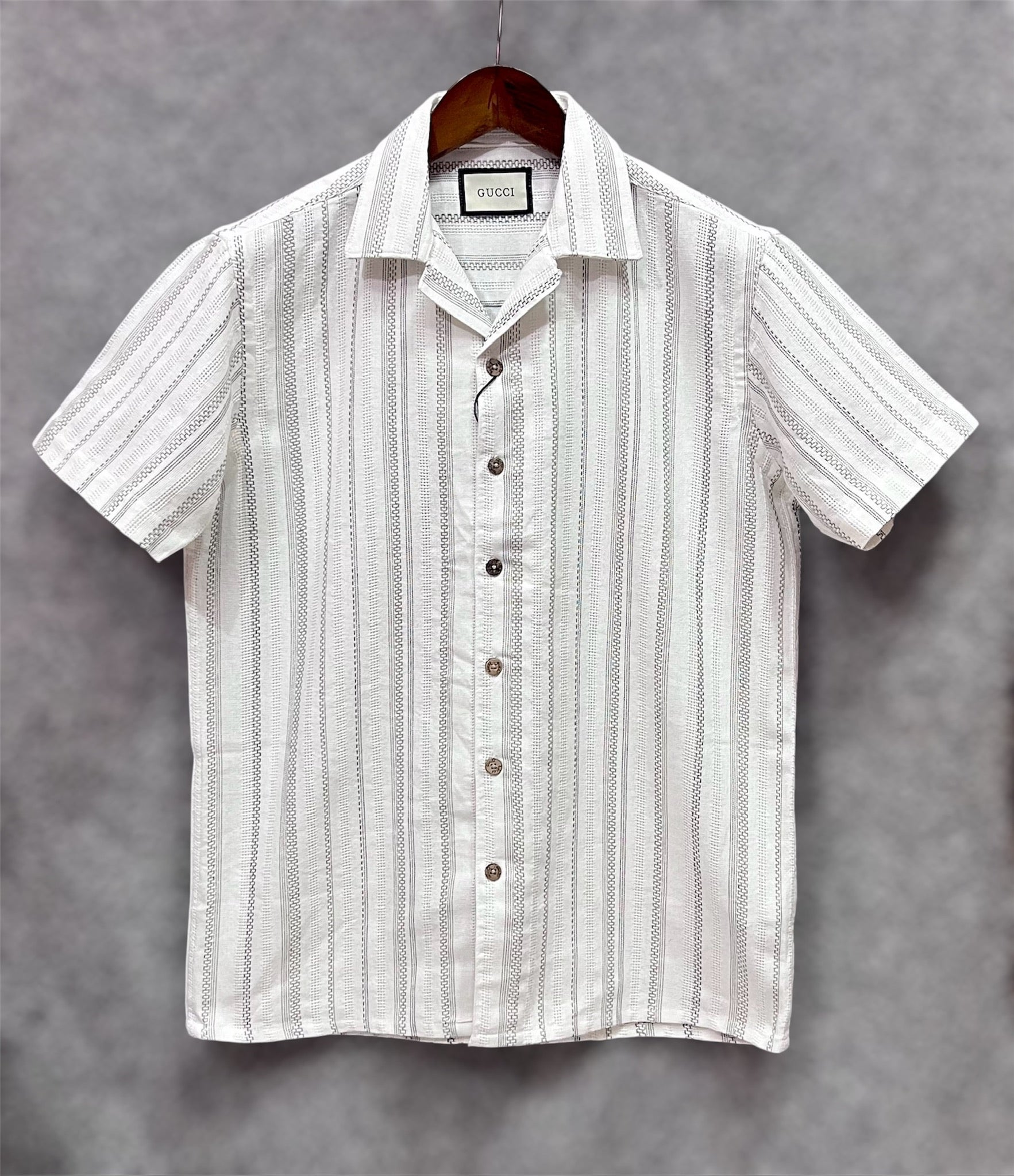 Premium Cuban Collar Bamboo Stripe Shirt GCST 409