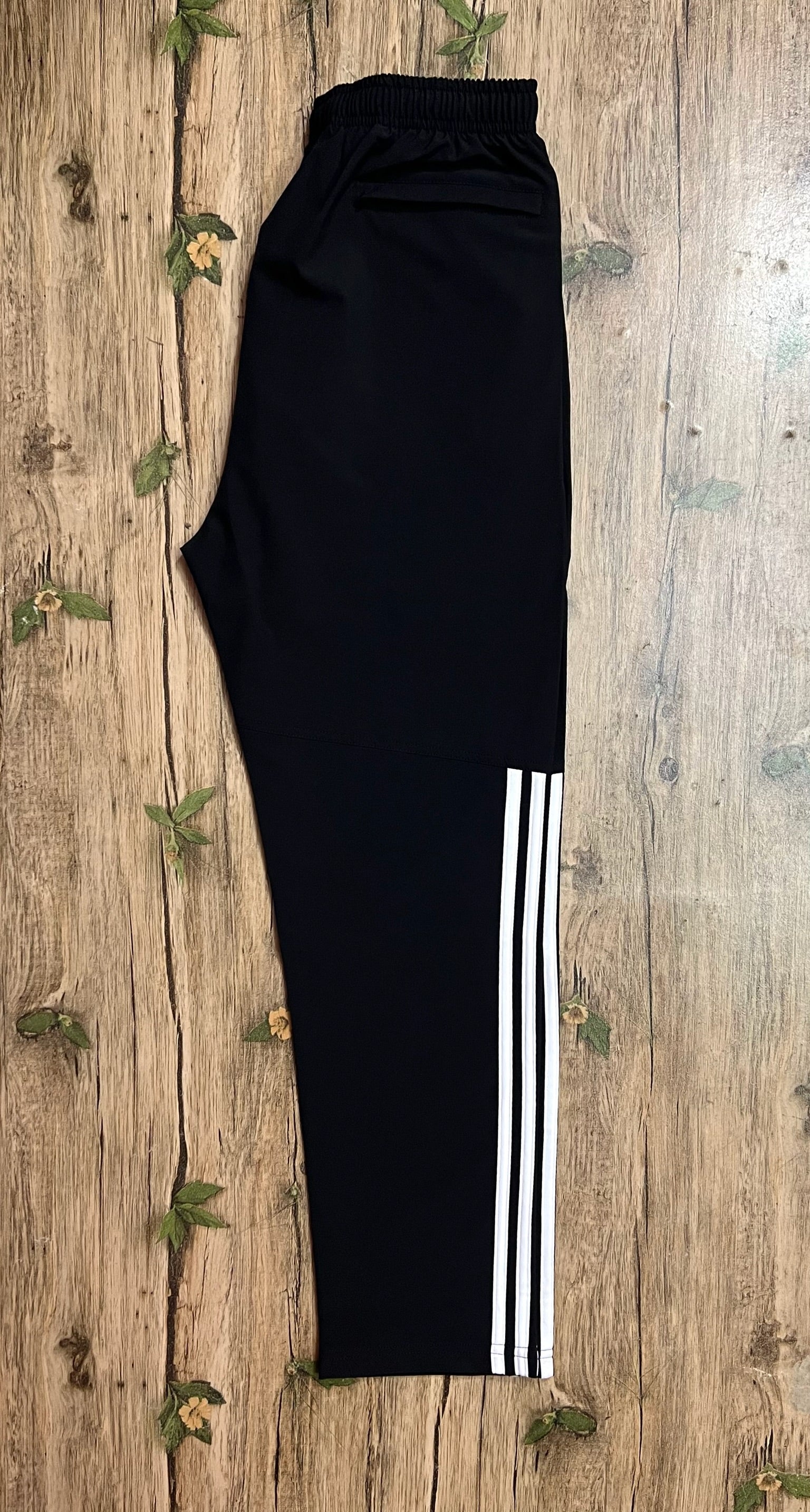 Performance Three-Stripe Half Style Track Pants Black white
