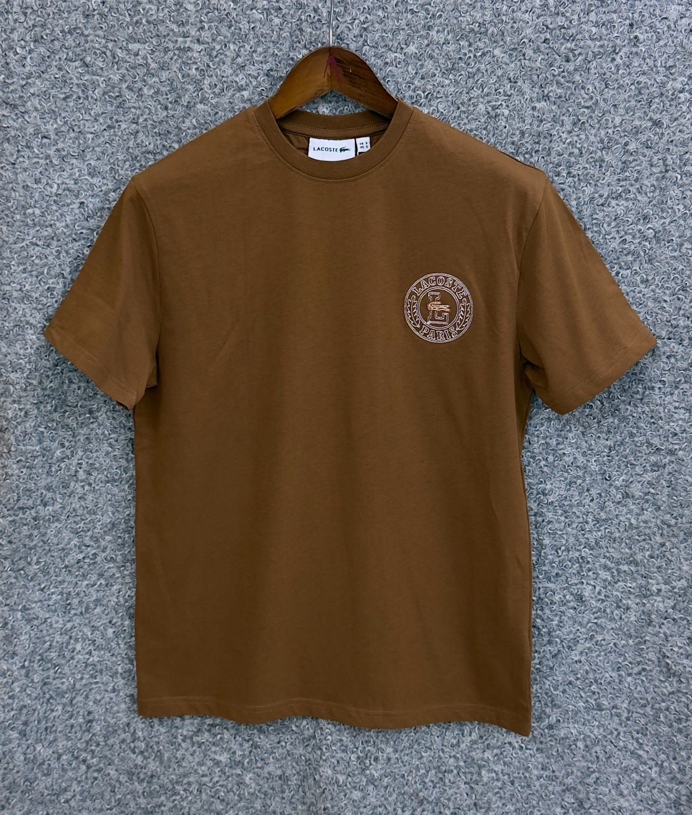 Premium RoundEmbroidery Lacoste Tshirt LKSRET Khaki