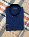 TMS Signature Solid Cotton Shirt stretch Navy | Solid Shirt | Shirtology Bangladesh