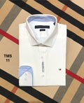 TMS Signature Solid Cotton Shirt formal collar white